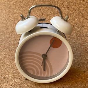 White Retro Boho MCM Inspired Loud Bell Alarm Clock